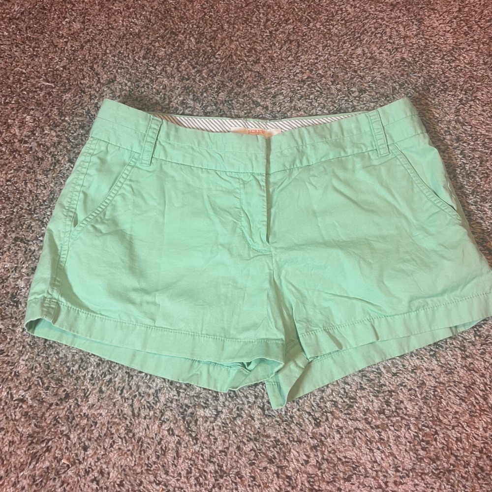 J. Crew Chino Shorts Broken-In Everyday Casual Green Cotton Size 6